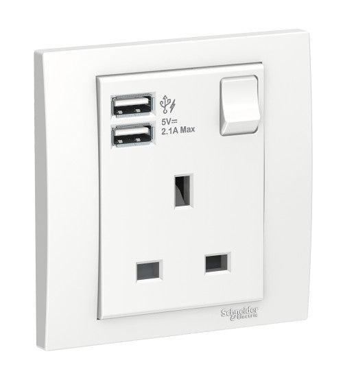 مقبس كهربائي بمفتاح Schneider Electric KB15USB_WE