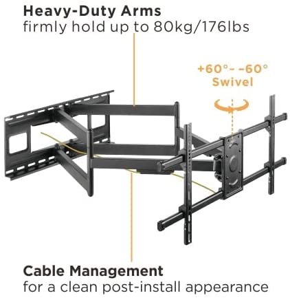 حامل تلفزيون جداري متحرك بذراع طويلة  – احترافية وثبات - HEAVY-DUTY FULL-MOTION TV WALL MOUNT WITH LONG ARM EXTENSION HAM-1075