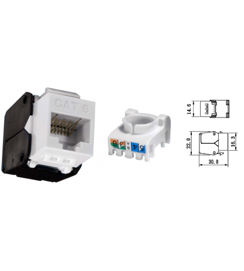 وحدة توصيل شبكة كيستون RJ45 BNET CABLING SOLUTIONS B-C6UTPM-WH