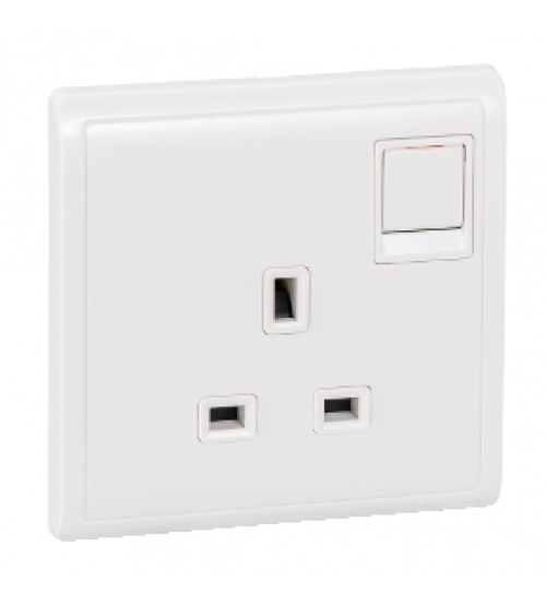 مقبس كهربائي 13A بمفتاح وتأريض مزدوج Schneider Electric E8215D_WE، 13A