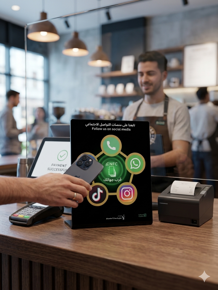 ستاند لينكتري Linktree من ENOX | NFC ستاند سوشل ميديا وجوجل مابس