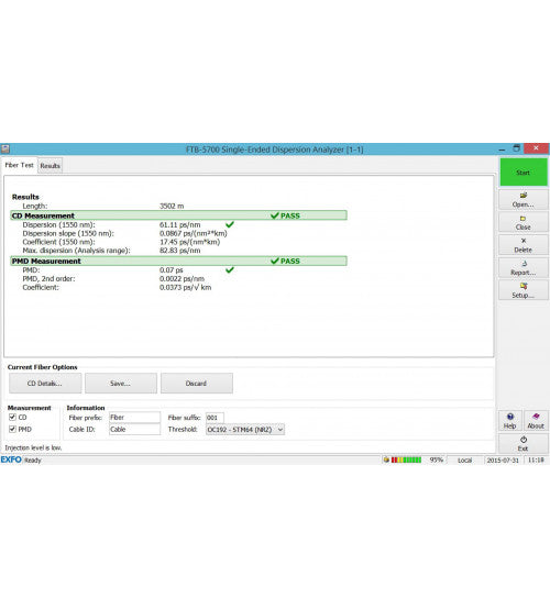طقم تحليل تشتت الألياف البصرية EXFO TK2-CD-PMD