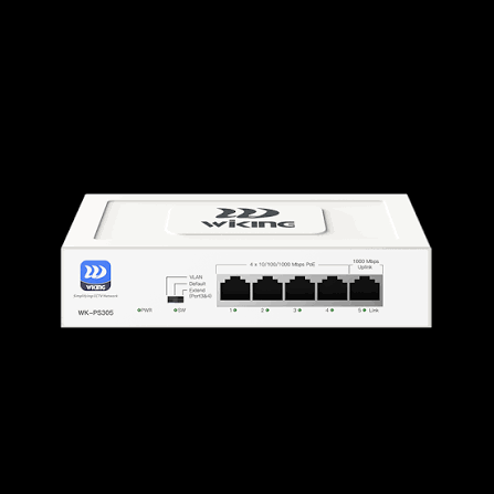 Wi-Tek WK-PS305 PoE Switch - 4 Gigabit Ports + Uplink with 55W Power and 250 Meter Range